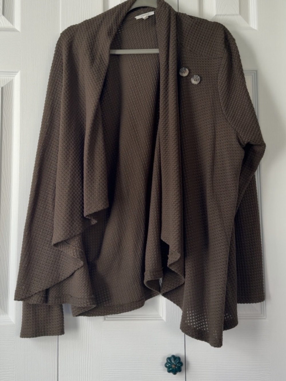 Maurices Olive Green Open Front Draped Cardigan